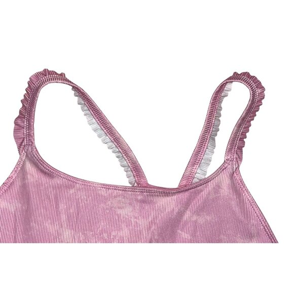 Tie-Dye Sports Bra & Shorts Set Sz XXL Pink Ruffled Straps Womens Activewear By - Picture 4 of 10